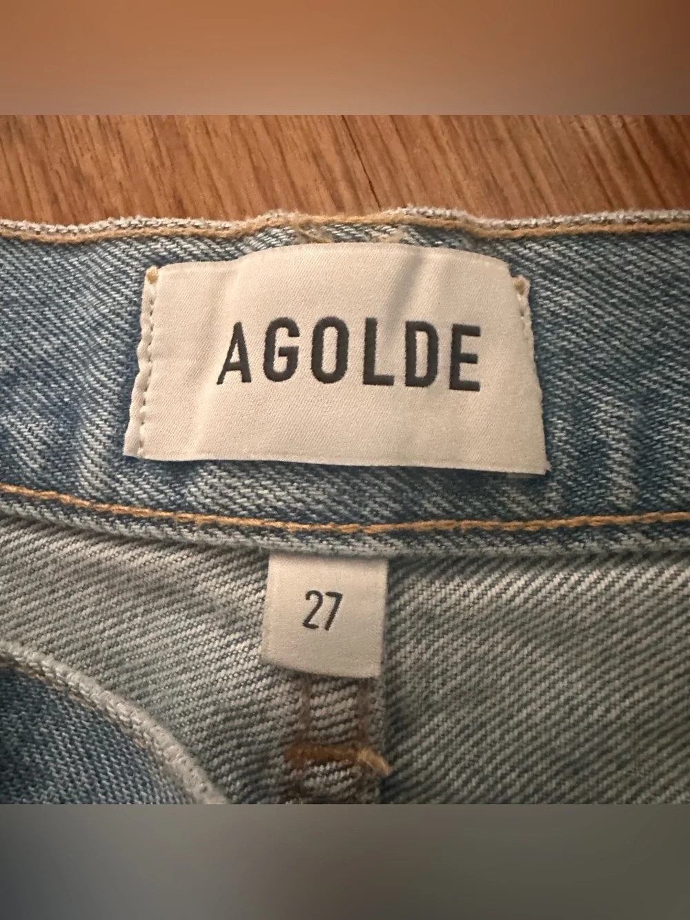 AGOLDE Light Denim Frayed Hem High-Rise Jean Shorts 27 Parker Long loose fit